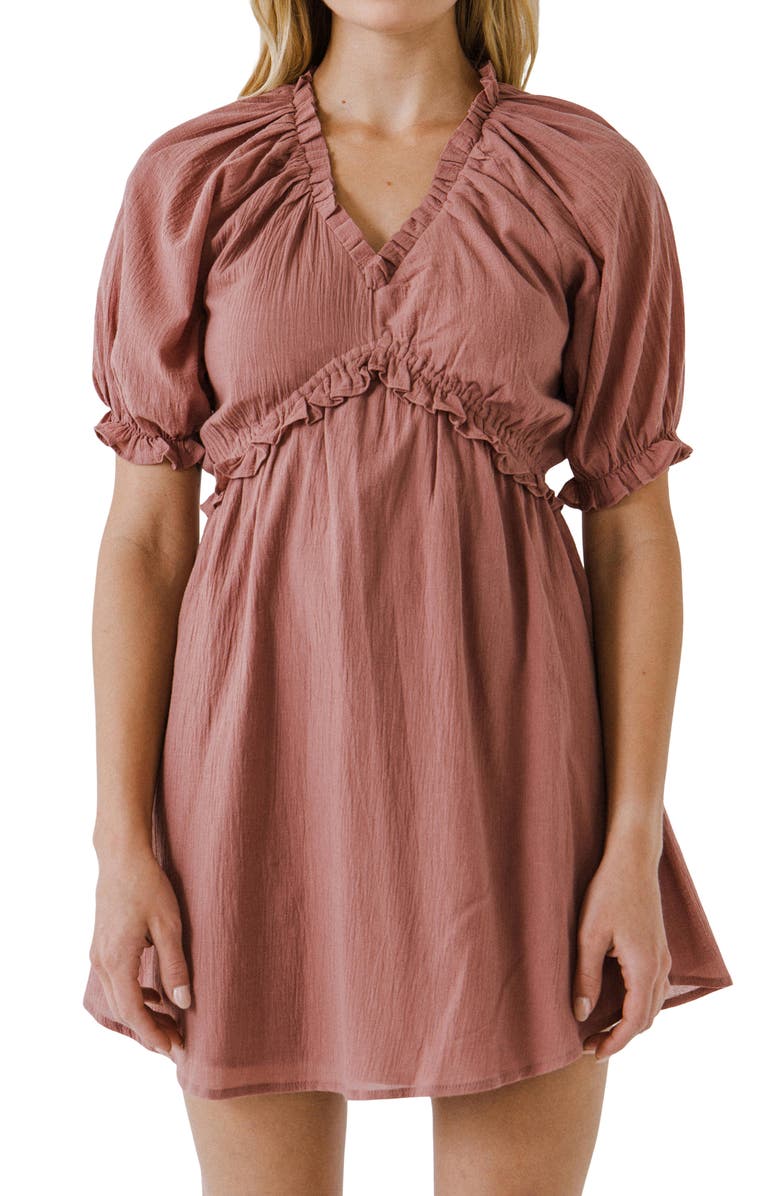 Free the Roses Ruffle Babydoll Minidress, Alternate, color, Mauve