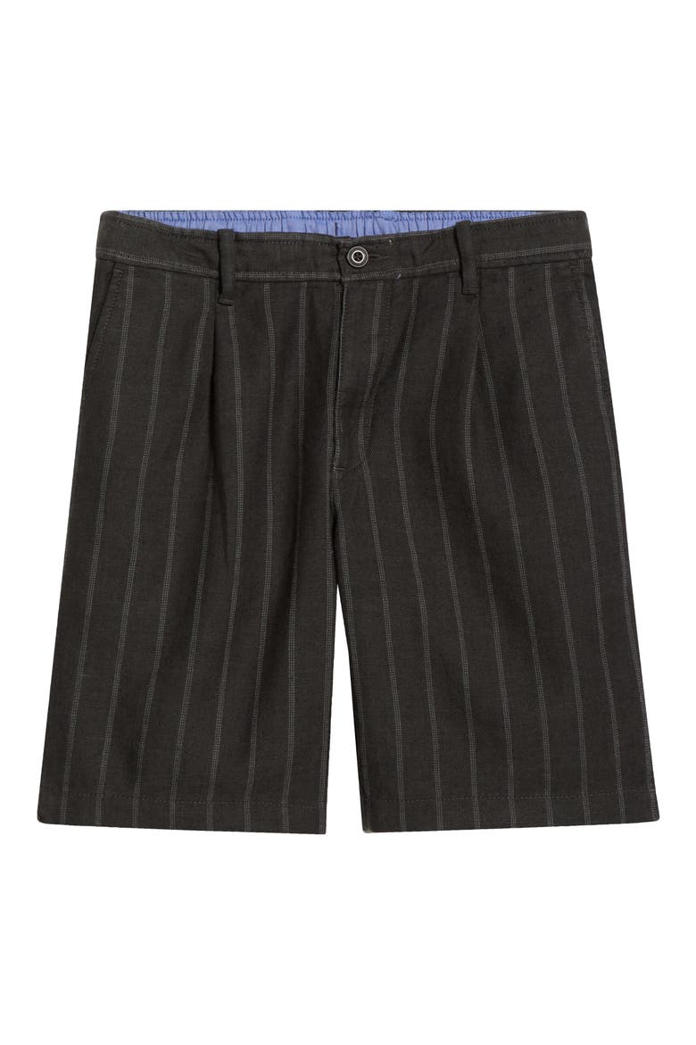 Isla Sands Pleated Stripe Linen Blend Shorts, Alternate, color, FOG GREY