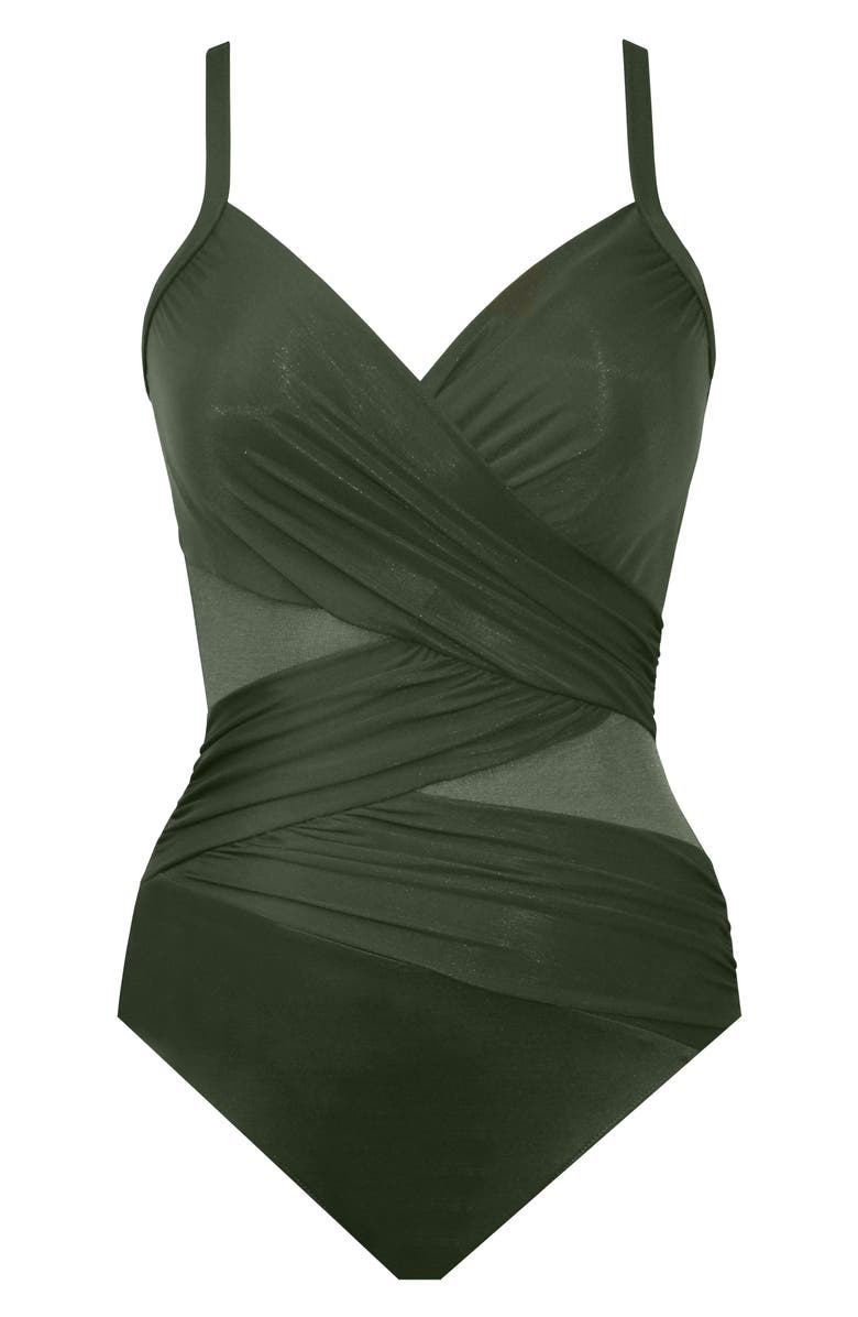 Miraclesuit<sup>®</sup> Network Mystique Underwire One-Piece Swimsuit, Alternate, color, Nori