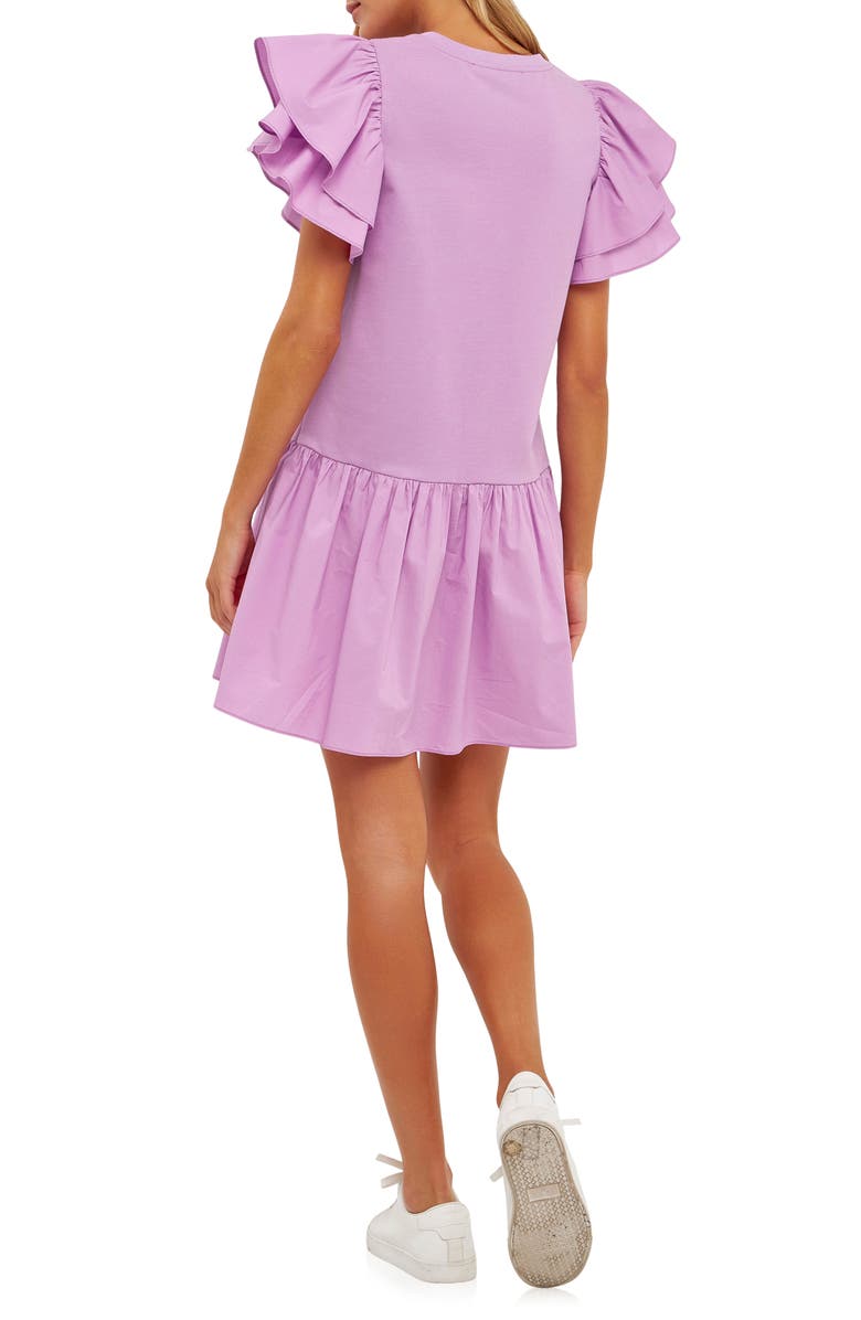 English Factory Layered Ruffle Minidress, Alternate, color, Lilac