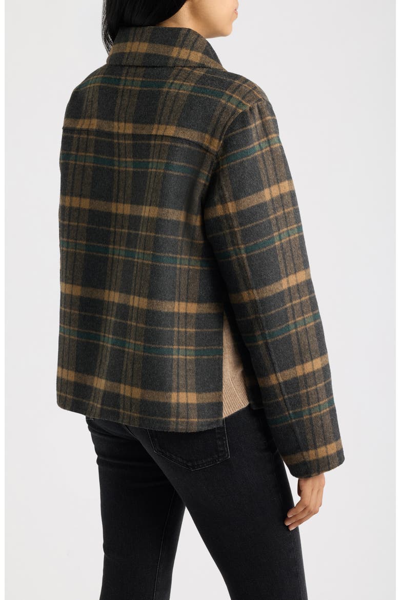 Plaid Button-Front Jacket, Alternate, color, GREEN PLAID/ GREEN