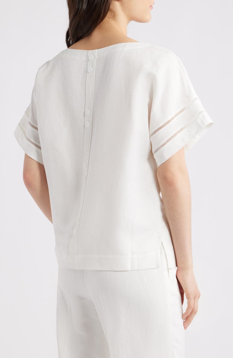 Anne Klein Ladder Stitch Inset Linen Blend Top, Alternate, color, 
