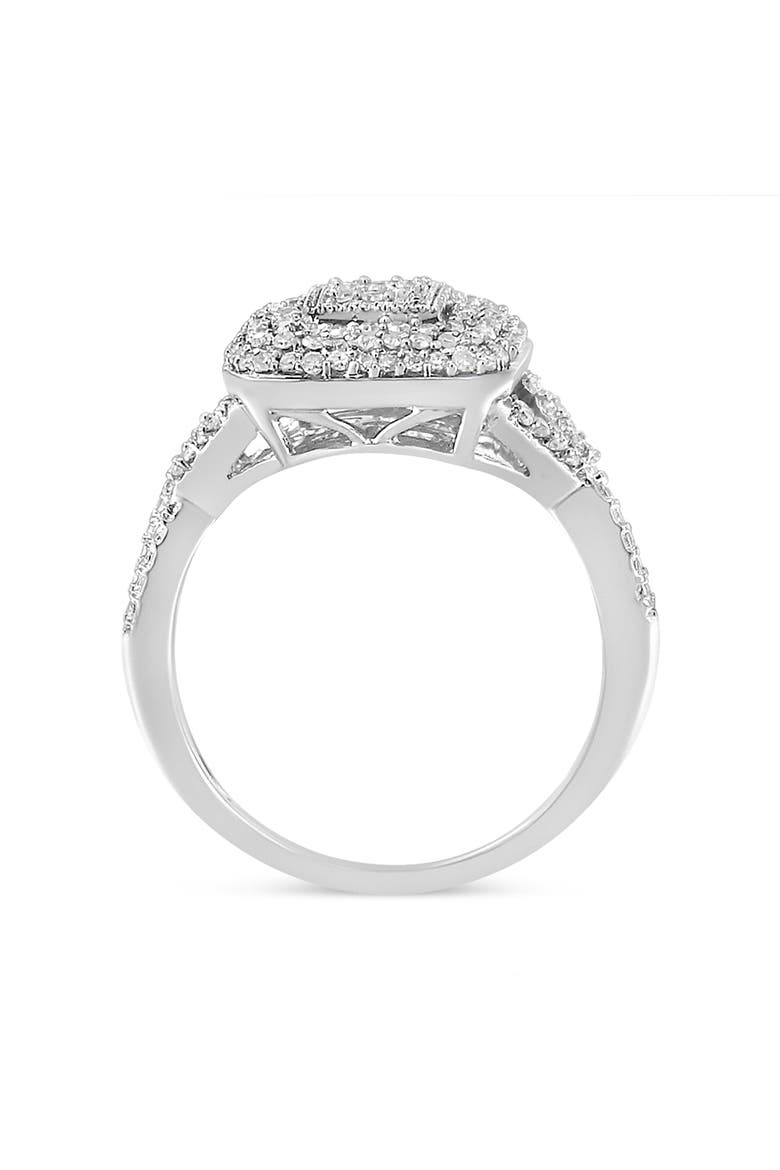 Silver 1/2 Cttw Round-Cut Diamond Cluster Cushion Ring, Alternate, color, Silver