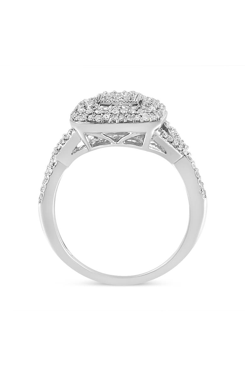 Haus of Brilliance .925 Sterling Silver 1/2 Cttw Round-Cut Diamond Cluster Cushion Ring, Alternate, color, Silver