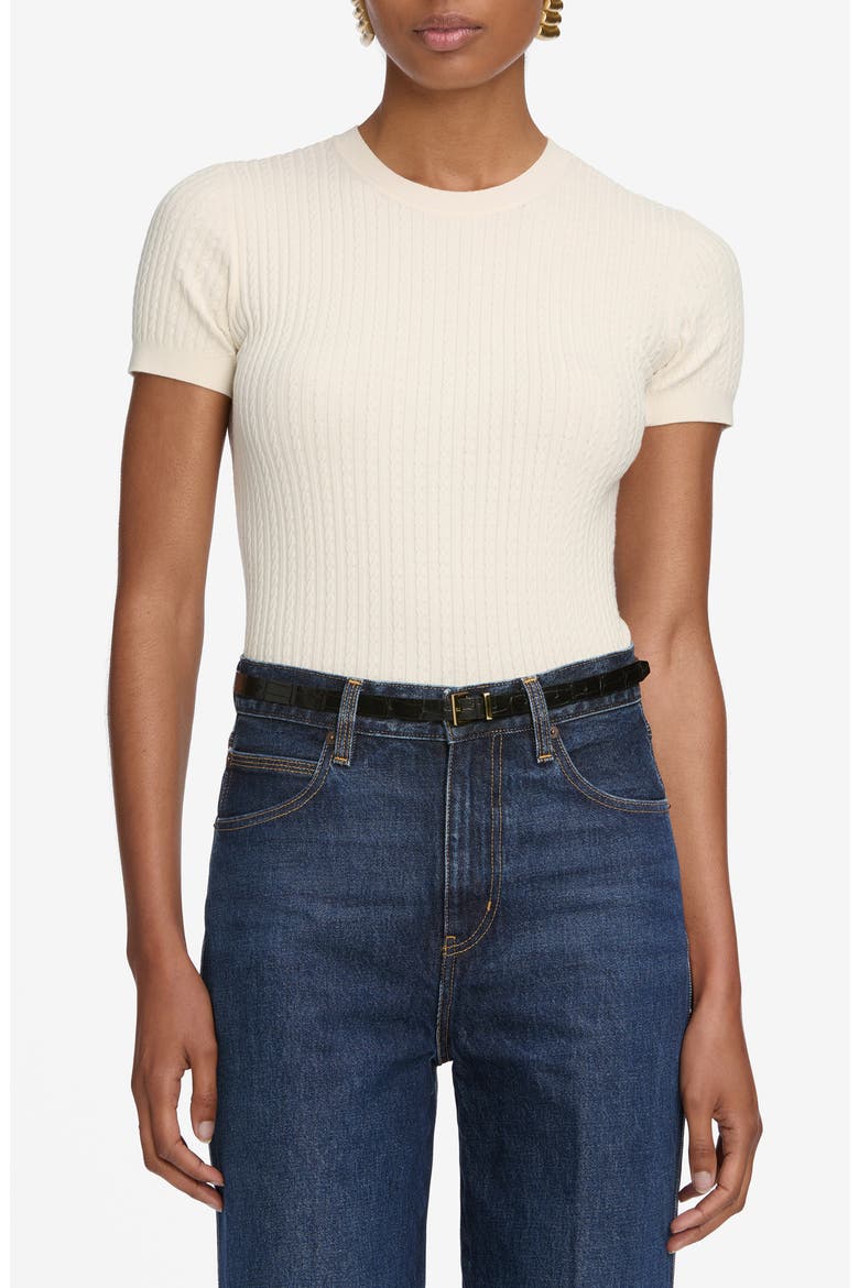 The Fine Cable Knit Top, Main, color, CREAM