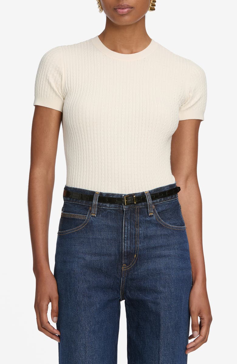 FRAME The Fine Cable Knit Top, Main, color, Cream