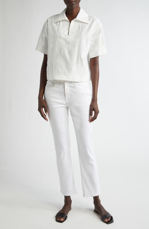 Lafayette 148 Cropped Burnout Boxy Blouse In White