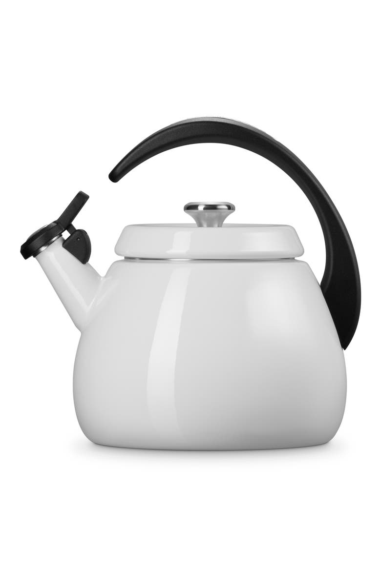 2.2-Quart Enameled Stainless Steel Whistling Cloche Kettle, Alternate, color, WHITE