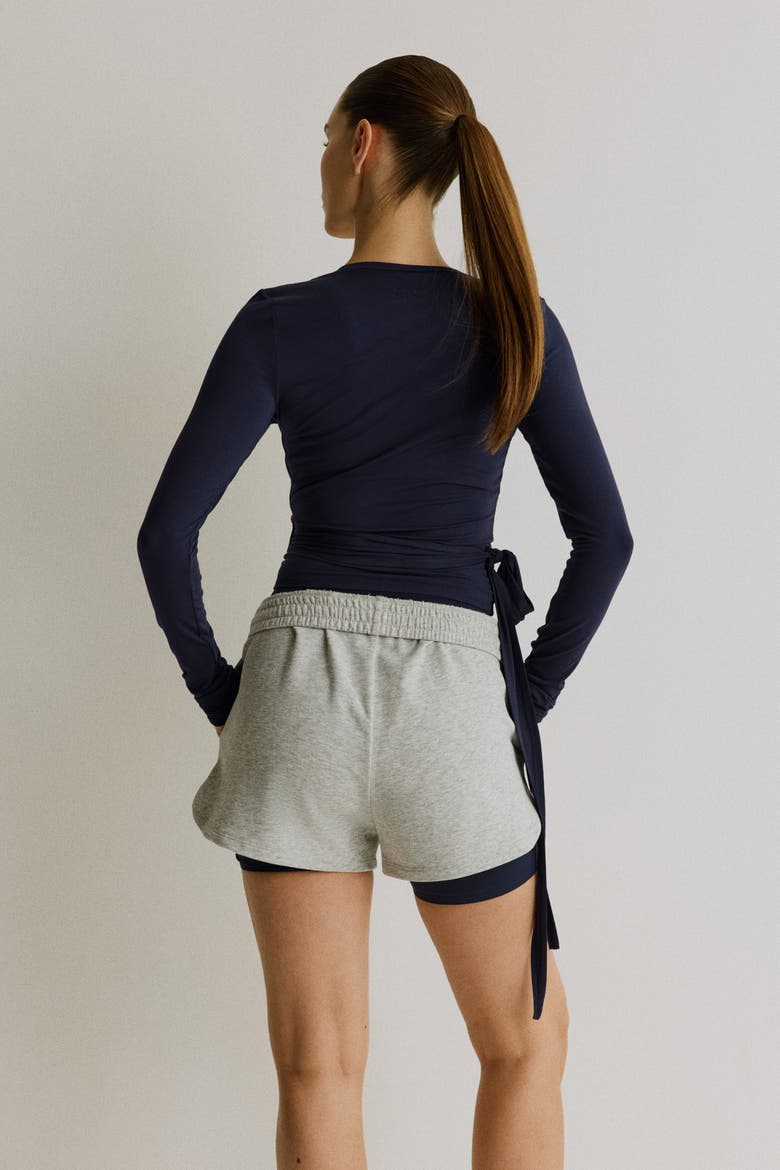 Sports Wrap Top In Modal, Alternate, color, Navy blue
