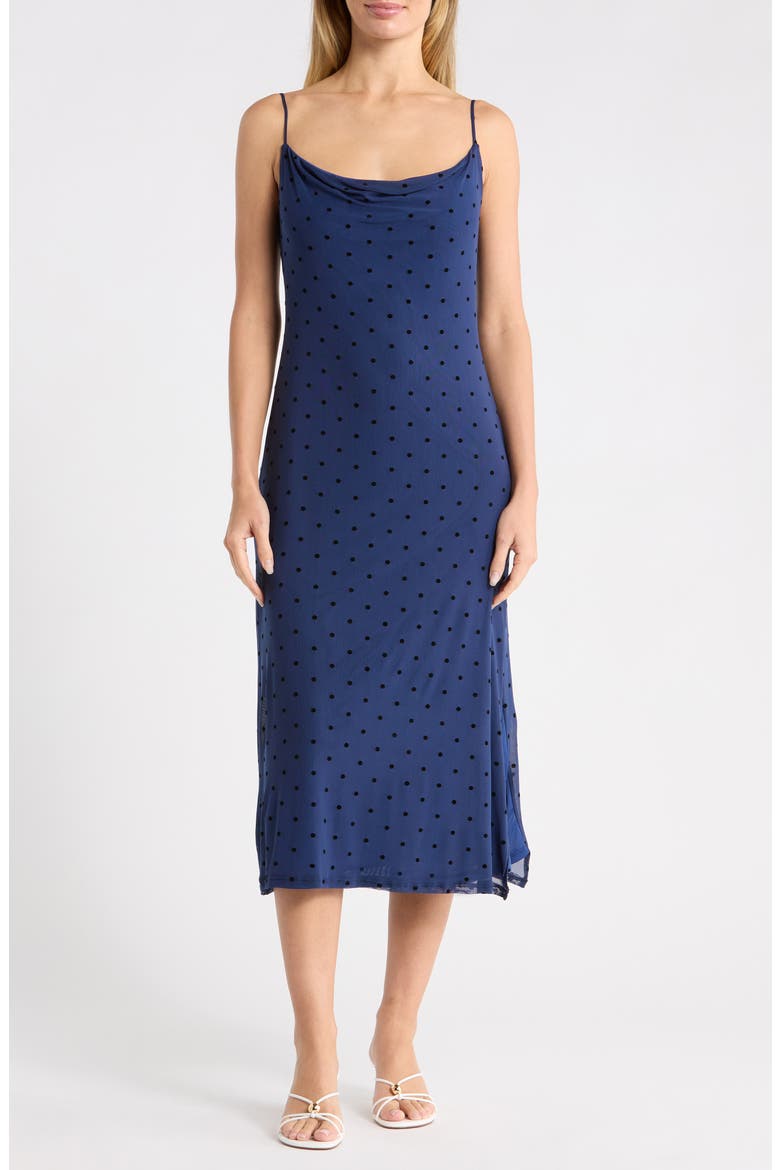 Dot Mesh Slipdress, Main, color, BLUE DOTS