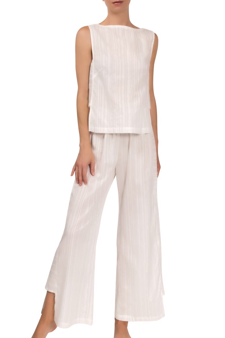 Piper Metallic Stripe Cotton Pajamas, Main, color, COCONUT SHIMMER