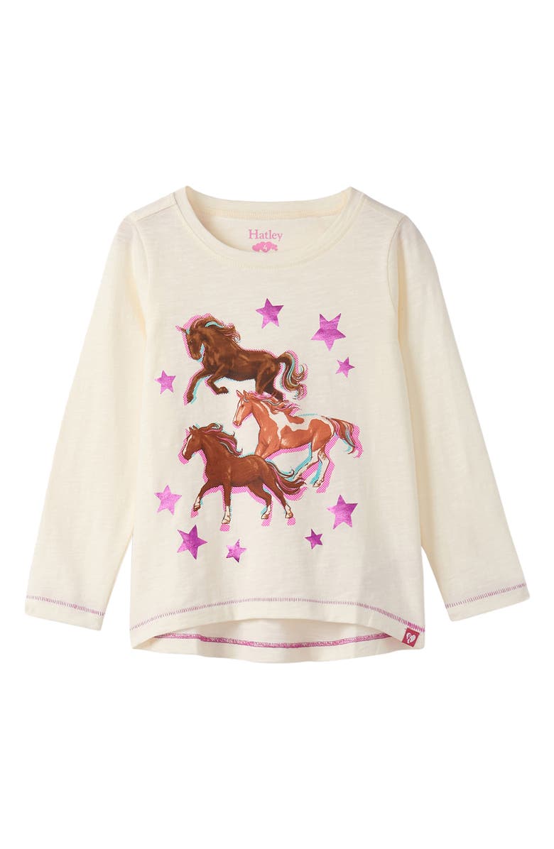 Hatley Kids' Galloping Horse Long Sleeve T-Shirt, Main, color, Natural