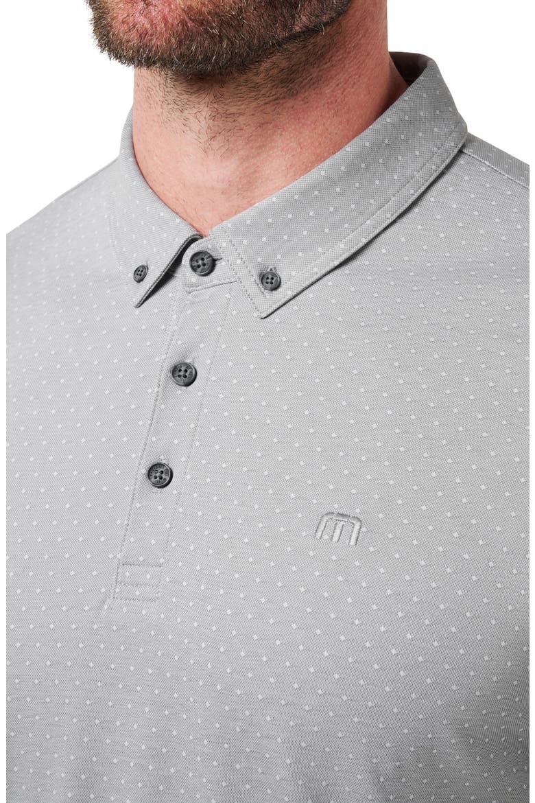 Handsome Town Dot Print Piqué Button-Down Polo, Alternate, color, HEATHER LIGHT GREY