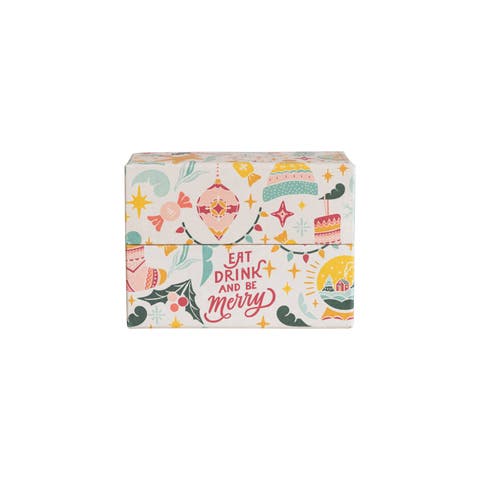 Recycled Paper Recipe Box with 36 Recipe Cards, Multicolor, Set of 37