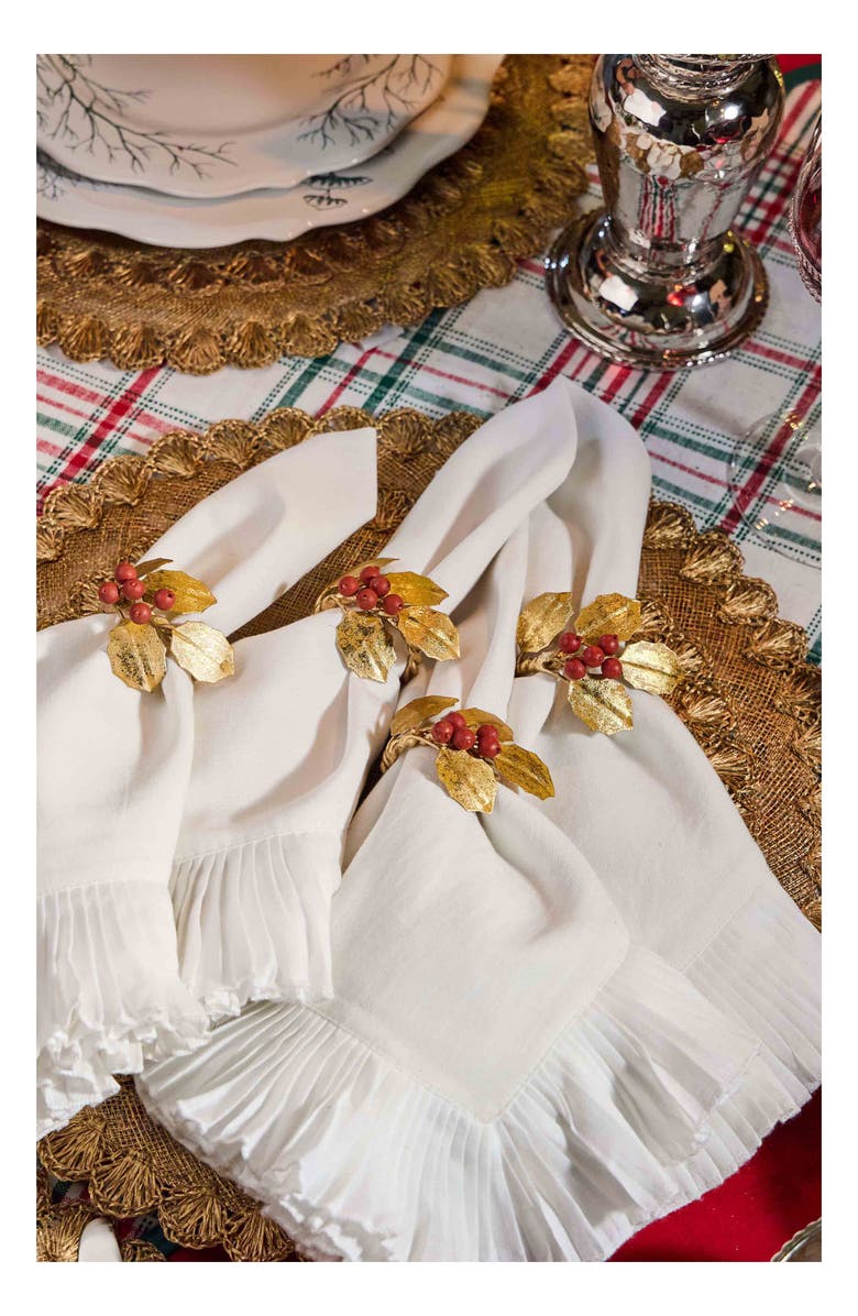 Juliska Mademoiselle Set of 4 Cotton & Linen Napkins, Alternate, color, White Truffle