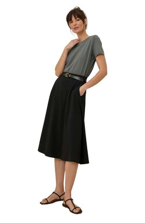 PACT PACT ORGANIC COTTON FIT & FLARE MIDI SKIRT