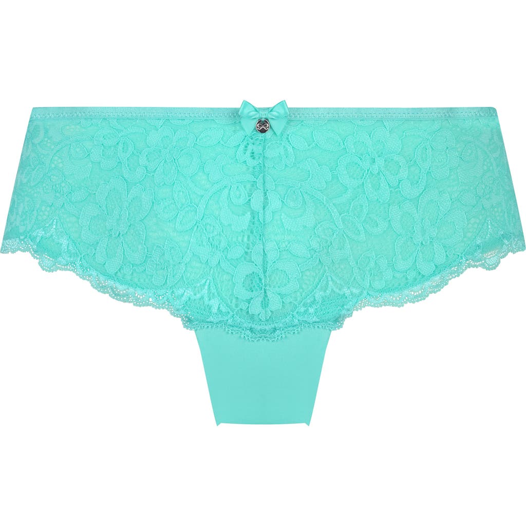 Hunkemoller Hunkemöller Marine Lace & Mesh Brazilian Panties In Pool Blue