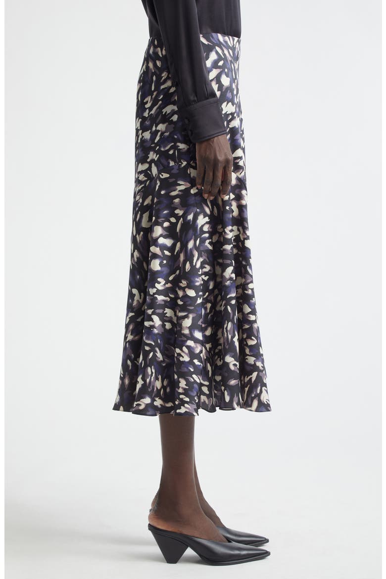 Elton Abstract Animal Print A-Line Midi Skirt, Alternate, color, BLACK ANIMAL