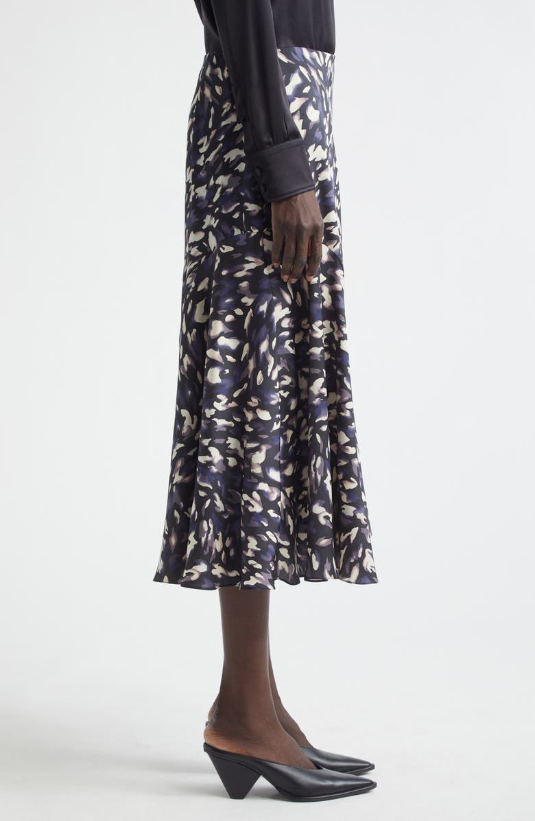 Altuzarra Elton Abstract Animal Print A-Line Midi Skirt, Alternate, color, Black Animal