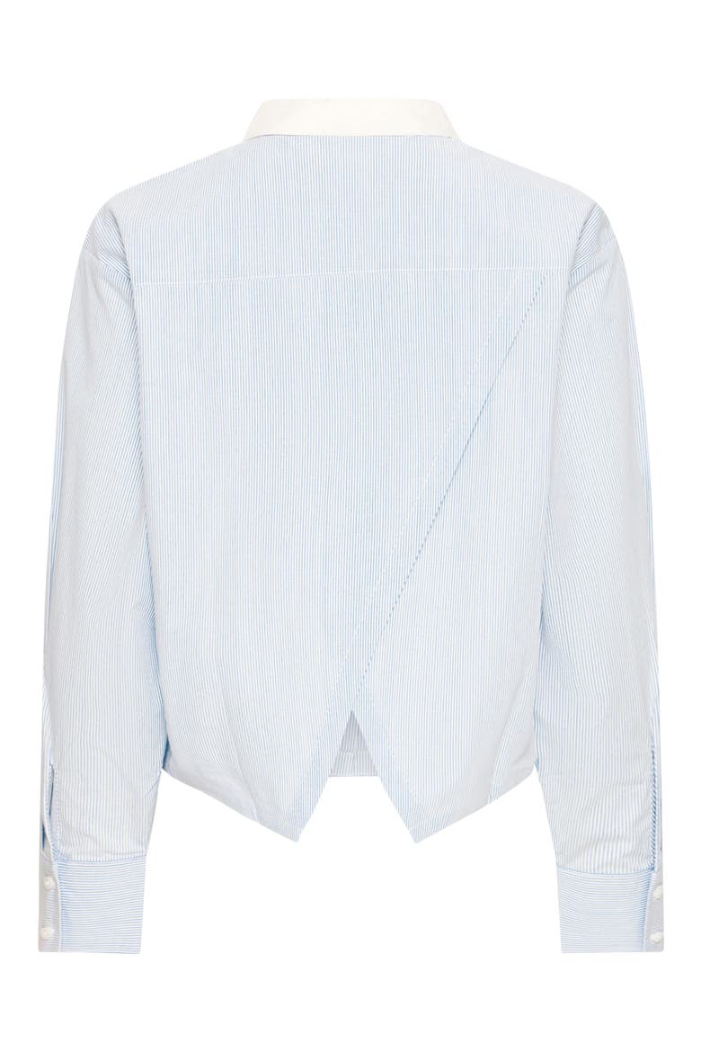 Stripe Split Hem Crop Cotton Button-Up Shirt, Alternate, color, BLUE/WHITE STRIPE