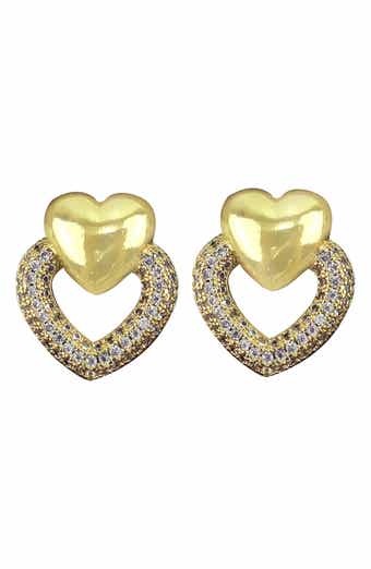 Panacea Pavé Crystal Double Heart Stud Earrings