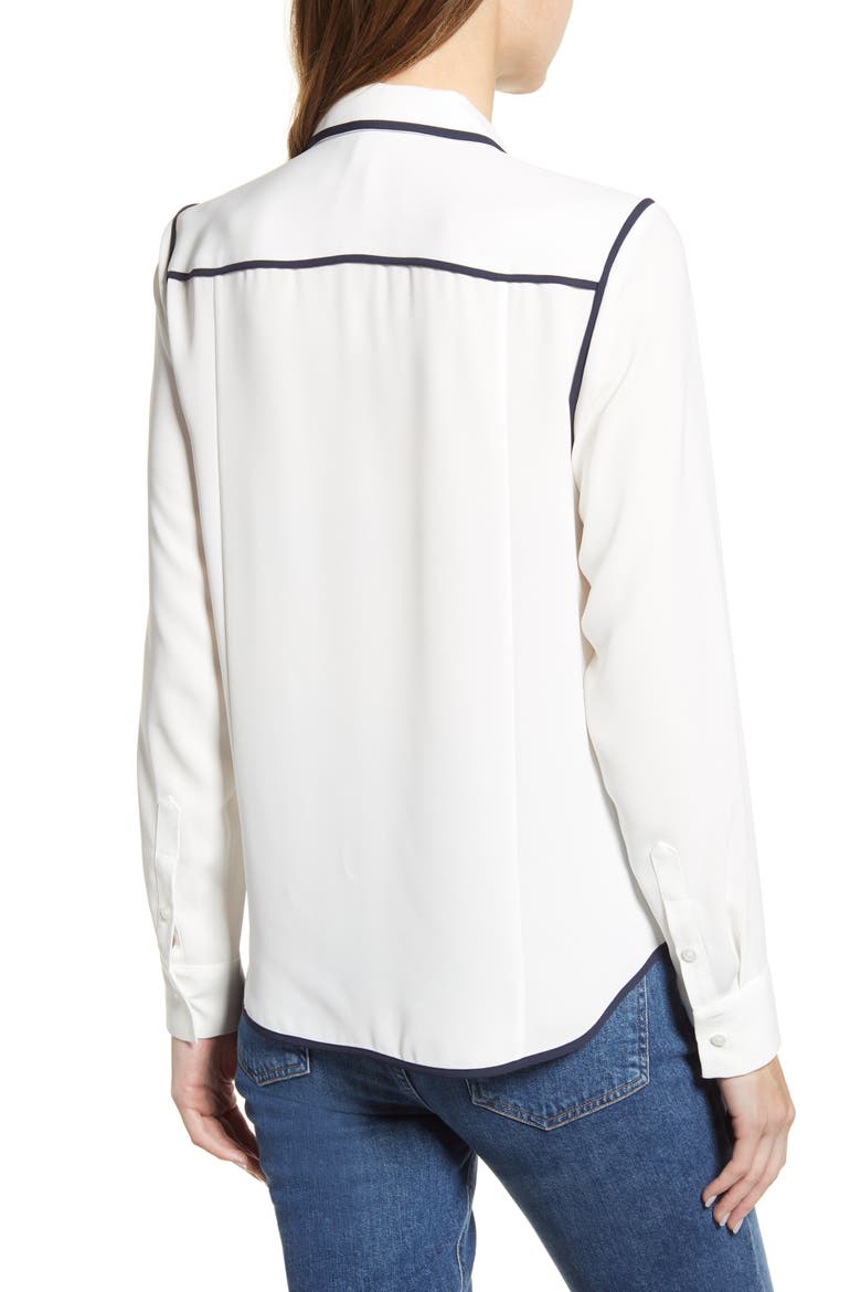 Contrast Trim Woven Shirt, Alternate, color, IVORY