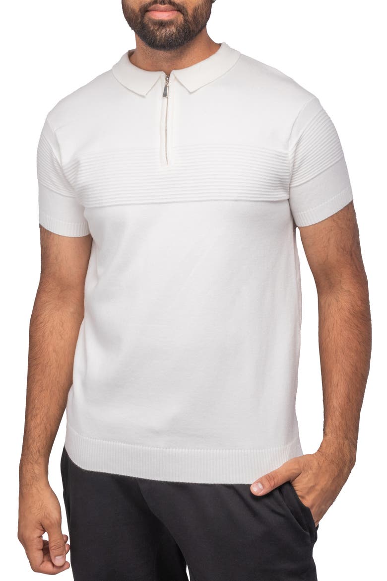 Zip Polo Sweater, Main, color, WHITE