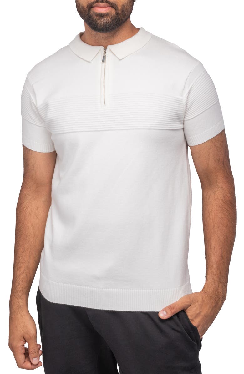 XRAY Zip Polo Sweater, Main, color, White