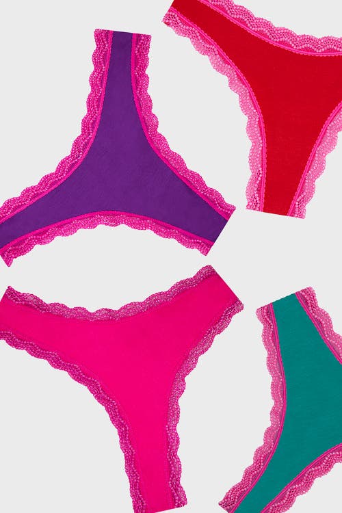 Stripe & Stare Thong Four Pack In Sparkle