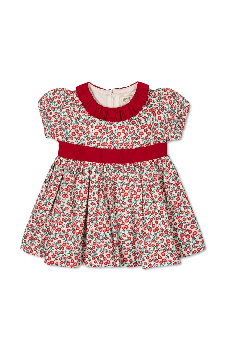 Hope & Henry Organic Puff Sleeve Ruffle Collar Sateen Dress, Main, color, London Floral