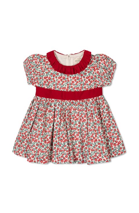 Organic Puff Sleeve Ruffle Collar Sateen Dress (Baby)