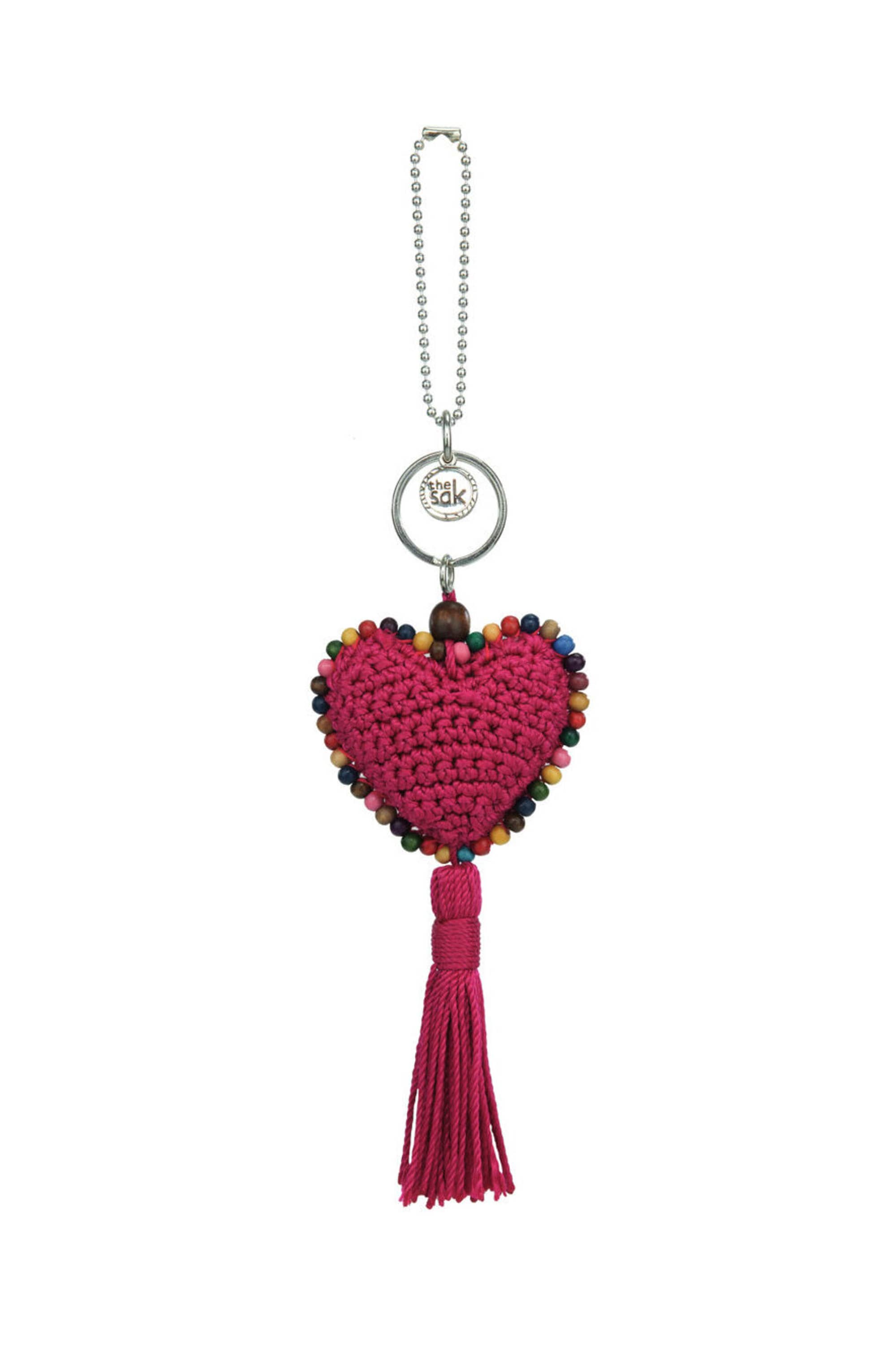 The Sak Yarnicharmz Crochet Heart Dangle, Main, color, Pinkberry