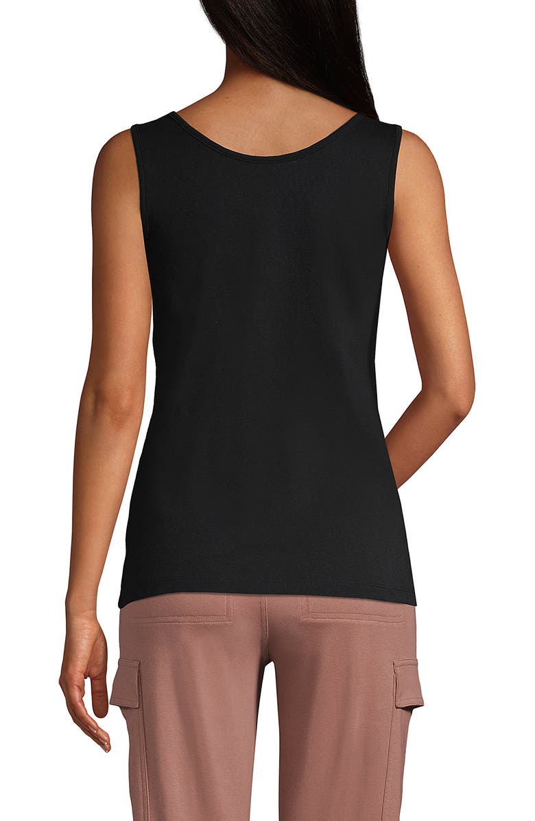 Lands' End Cotton Tank Top, Alternate, color, Black