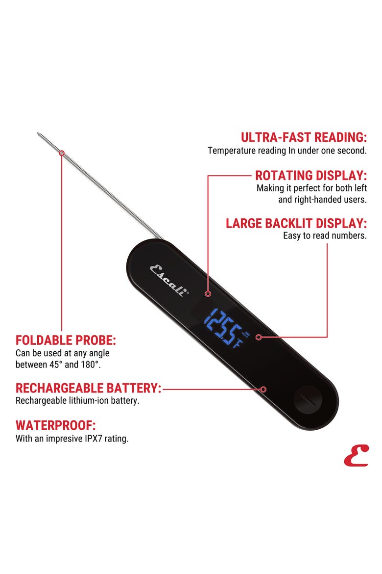 Stelo Waterproof Folding Thermometer, Alternate, color, Black