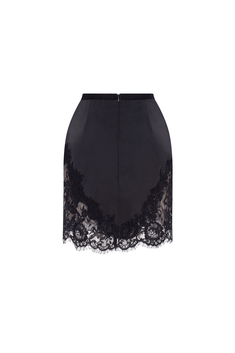 Formal fitted satin mini skirt, Alternate, color, Black
