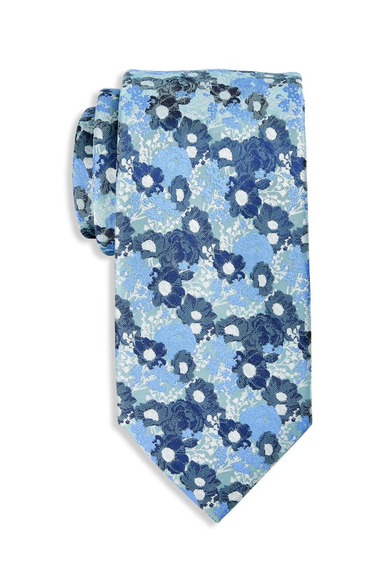 Synrgy by DXL Big & Tall Exploded Floral Tie, Main, color, Aqua