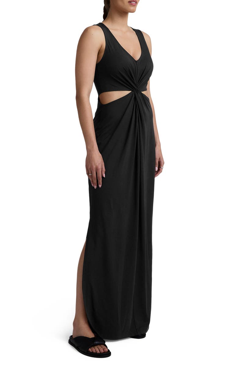 Beyond Yoga Around The World Cutout Detail Maxi Dress, Alternate, color, Black
