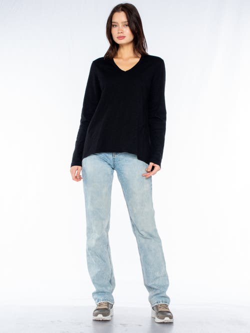 Wilt Clothing Long Sleeve Shrunken Boyfriend Top In Black
