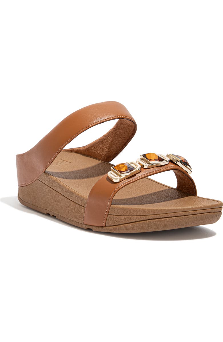 FitFlop Fino Crystal Wedge Slide Sandal, Main, color, Light Tan