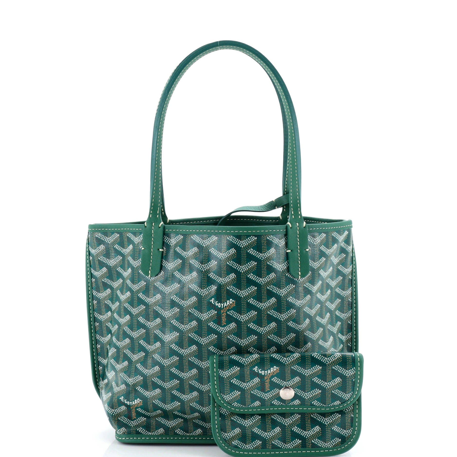 Pre-Owned Goyard Anjou Reversible Tote Coated Canvas Mini, Alternate, color, Green