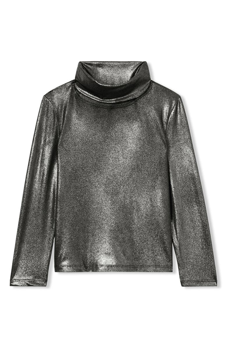 Reiss Kids' Casey Jr. Metallic Turtleneck, Main, color, Silver