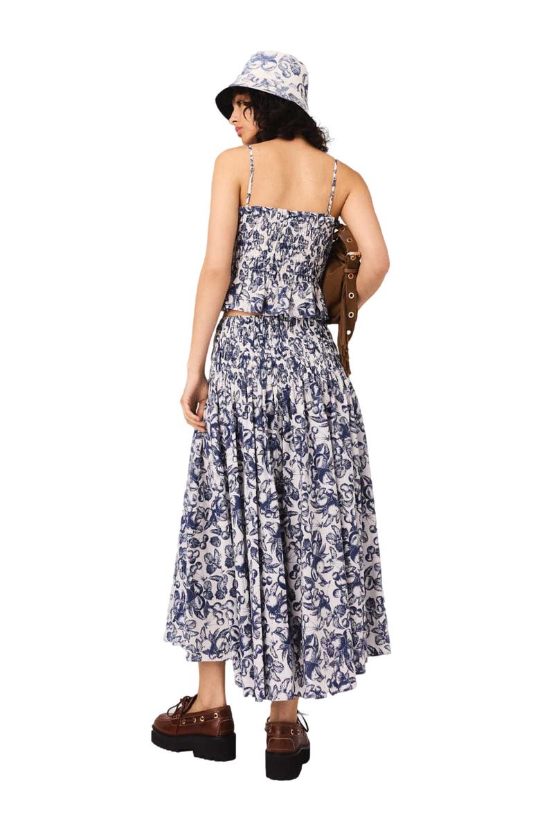 maje Fruit print maxi skirt, Alternate, color, Blue Fruits Print
