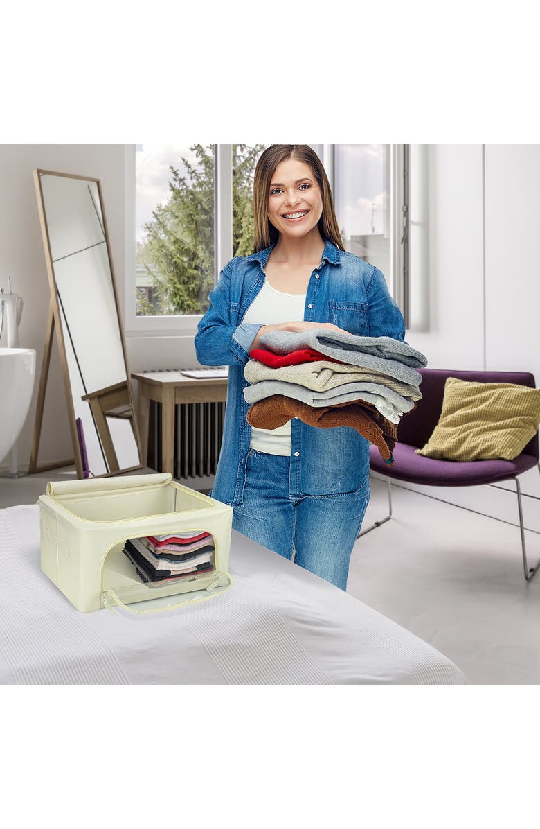 SORBUS 4-Pack Foldable Storage Boxes, Alternate, color, Beige