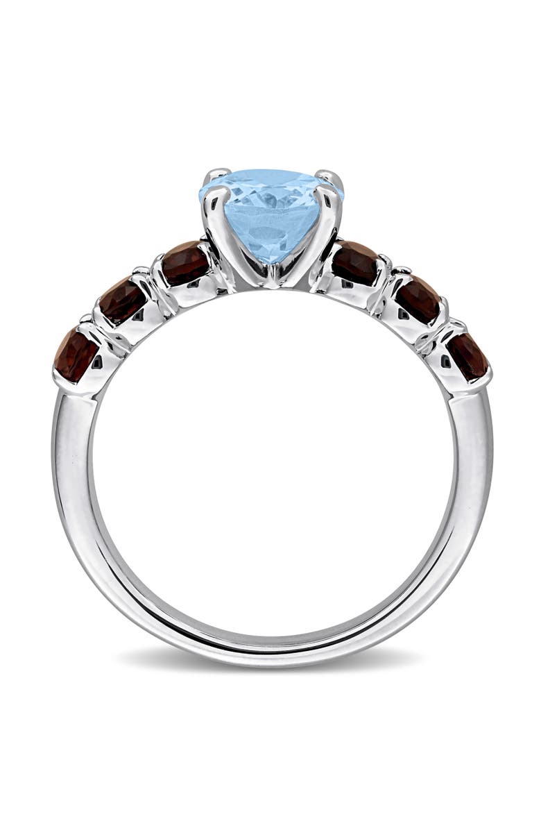 Julianna B. Gemstone Oval Ring Sterling Silver, Alternate, color, Blue Topaz/Smokey Quartz