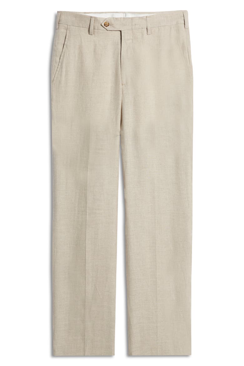 Men's Flat Front Linen Dress Pants, Alternate, color, NATURAL