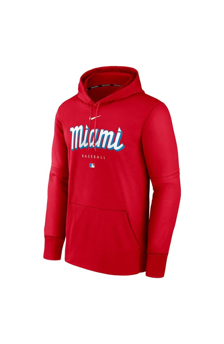 Nike Men's Nike Red Miami Marlins City Connect Pregame Performance Pullover Hoodie, Alternate, color, 