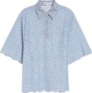 Michael Kors Collection Stripe Floral Lace Shirt