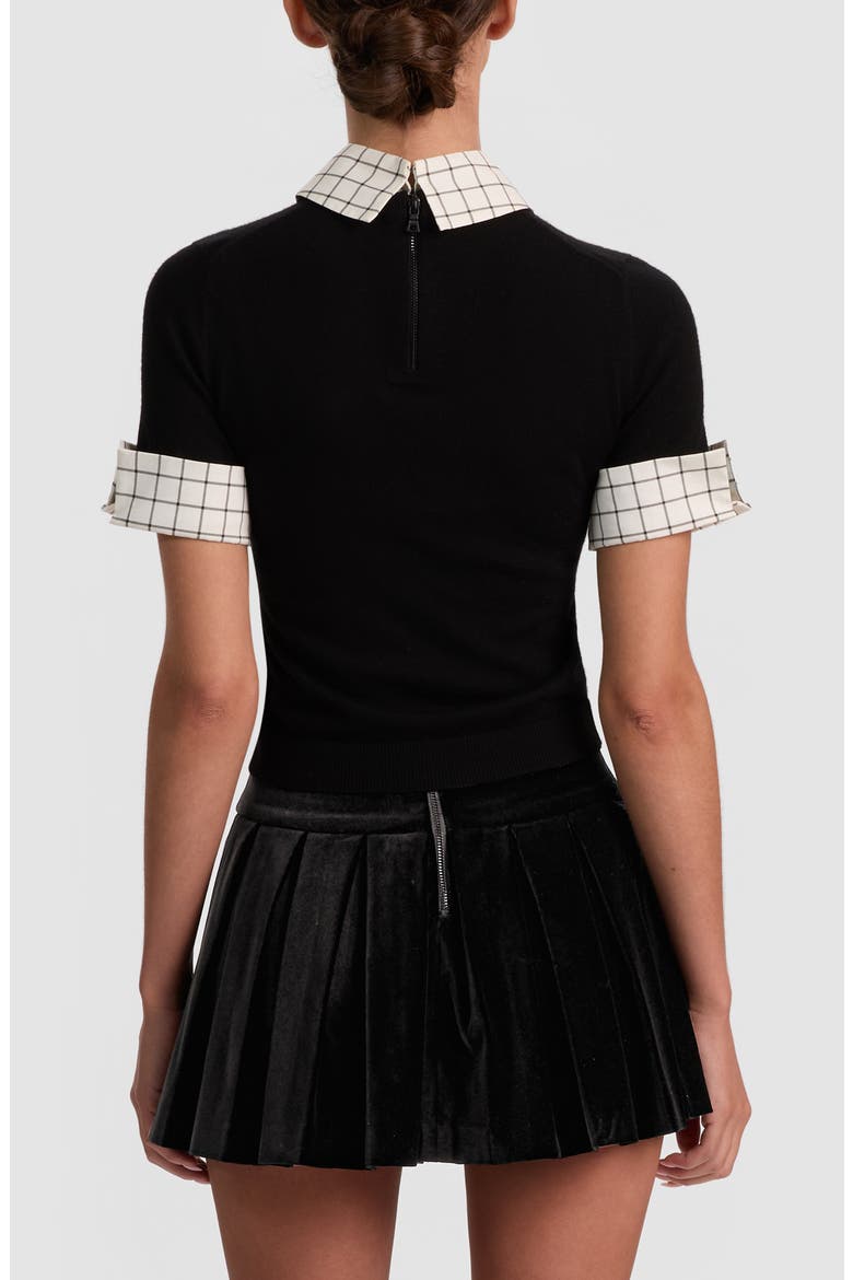 Aster Cuffed Collared Pullover, Alternate, color, BLACK/ SOFT WHITE