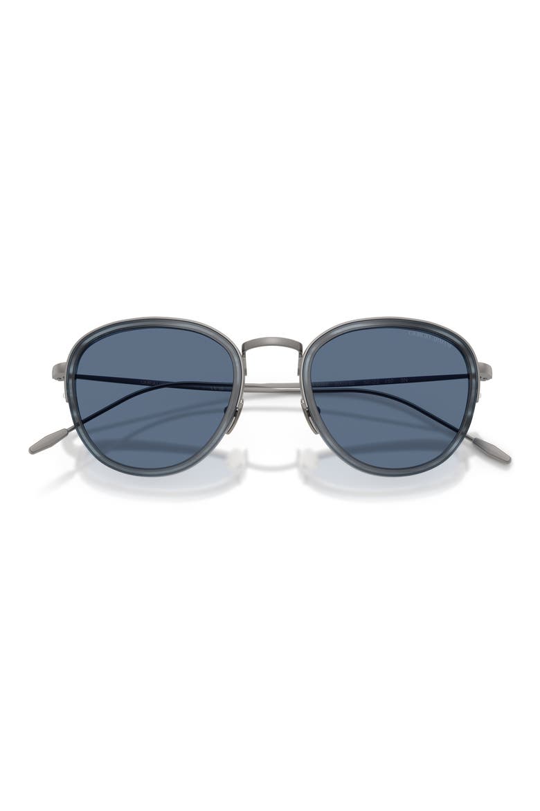 50mm Round Sunglasses, Alternate, color, GUNMETAL / DARK BLUE