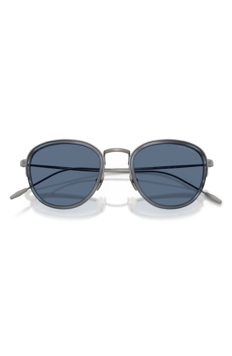 AX Armani Exchange 50mm Round Sunglasses, Alternate, color, Gunmetal / Dark Blue
